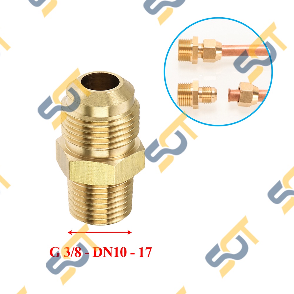[HÀN ỐNG ĐỒNG 6-8-10] Ren ngoài G 3/8 (17) nối côn lồi cho điện lạnh &amp; khí nén (Brass Flare Male Connector)- Rắc co NPT