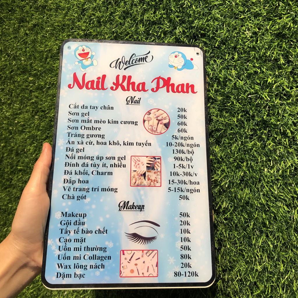 Bảng Menu,bảng giá dịch vụ cho cửa hàng,Spa,Nails,Mi làm bằng mica chống thấm nước - Thiết kế theo yêu cầu