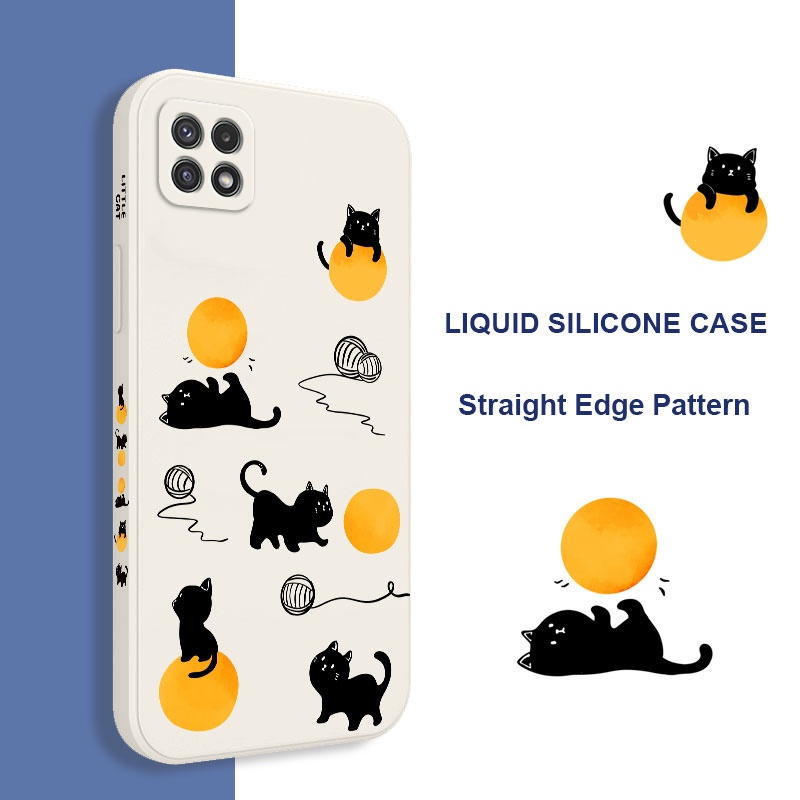 Ốp Điện Thoại Mềm Hình Mèo Sáng Tạo Có Dây Đeo Cho Samsung Galaxy A22 A12 4G 5G A02 A02S Sự Bảo Vệ