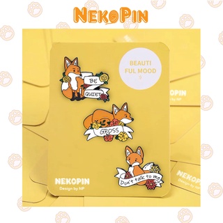 Ghim cài áo NEKOPIN trang trí áo, balo, túi xách hình con cáo kèm chữ P050