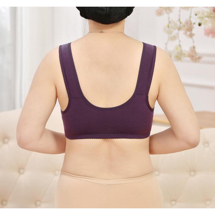 Áo Lót cotton Mềm Mại Cài Khóa Trước Không Gọng Thép Kích Thước 36-46 Cho Phụ Nữ Trung Niên