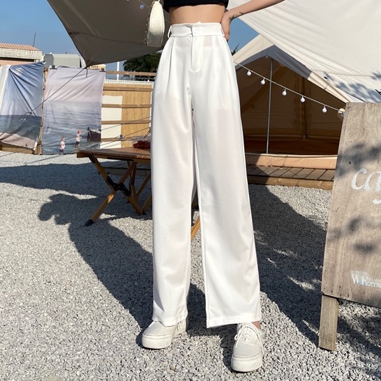 Quần dài ống rộng lưng cao thời trang cho nữ