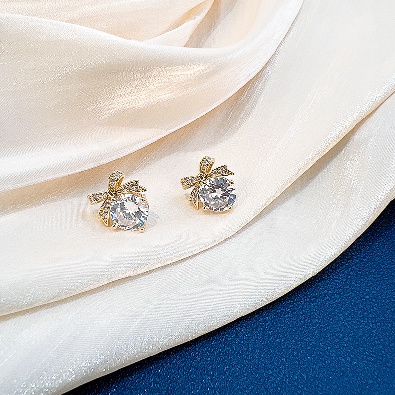 Đôi Bông Tai Hình Nơ Đính Đá Thời Trang