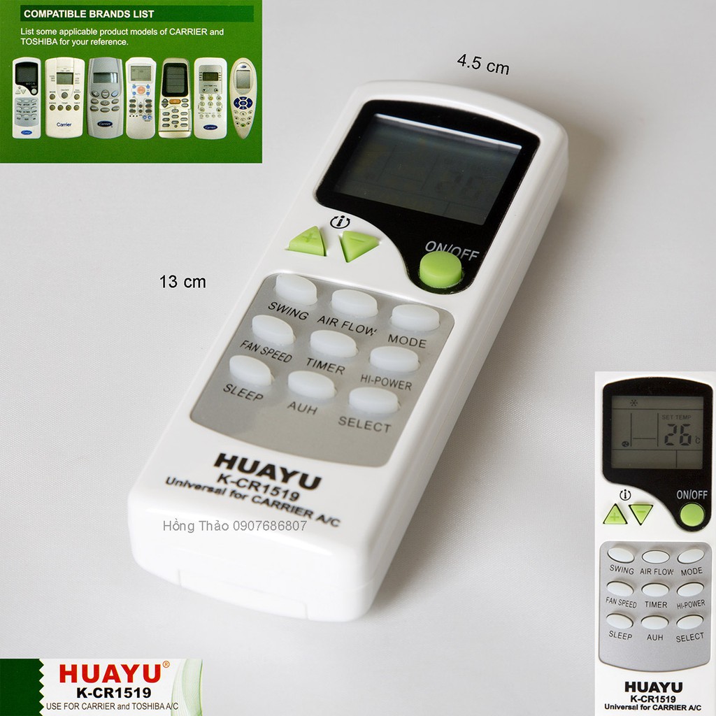 Remote máy lạnh Carrier đa năng Huayu K CR1519