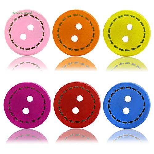Bộ 100 cái nút gỗ 2 lỗ nhiều màu