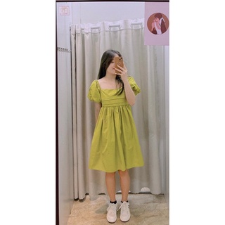 Đầm liền baby doll cổ vuông