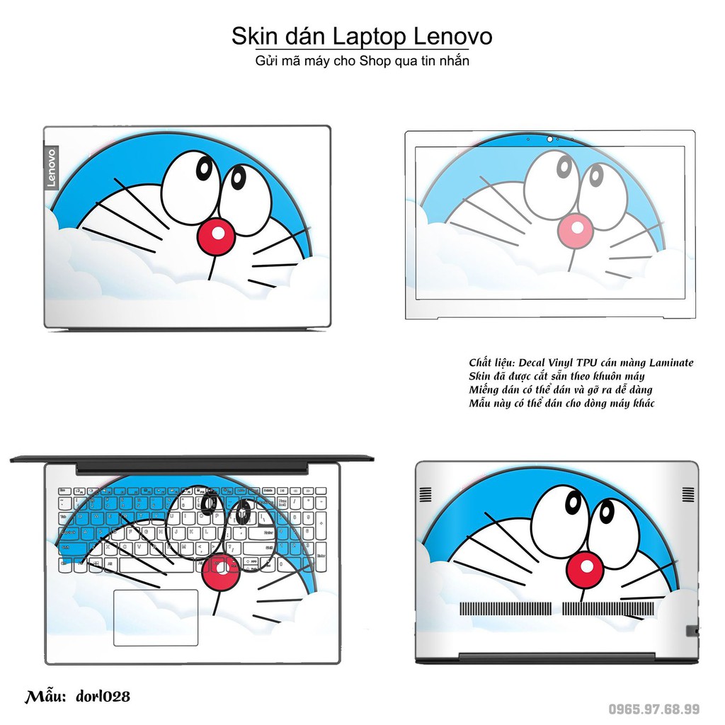 Skin dán Laptop Lenovo in hình Doraemon (inbox mã máy cho Shop)