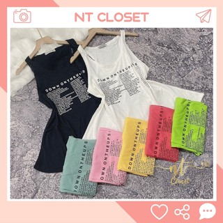 Áo thun ba lỗ nữ form rộng in CHỮ DOWN ONTH , thun coton mềm mịn NT CLOSET - AT040