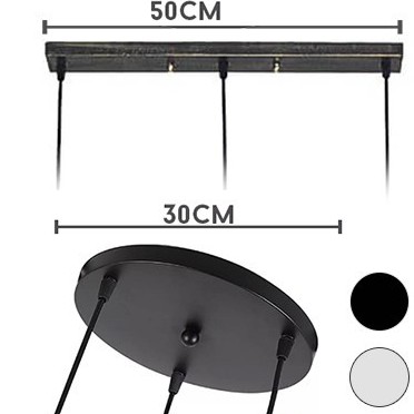 Đế ốp đèn thả 3 lỗ tròn và dài dùng cho bộ thả 3 đèn | BigBuy360 - bigbuy360.vn