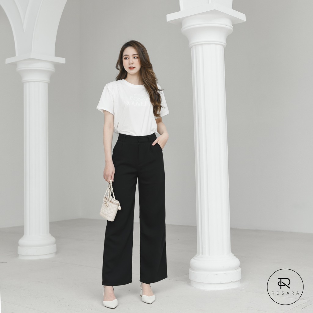 Quần culottes rộng cạp cao khoá trước 1 khuy dài vải tuyết mưa vitex nhiều màu Rosara SP104