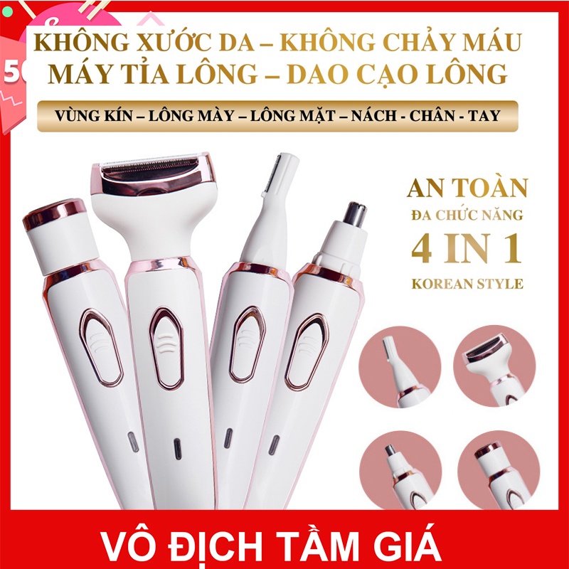 Máy cạo lông đa năng dành cho nữ 4 trong 1, tẩy sạch lông mọi nơi, không đau rát, bảo hành 12 tháng