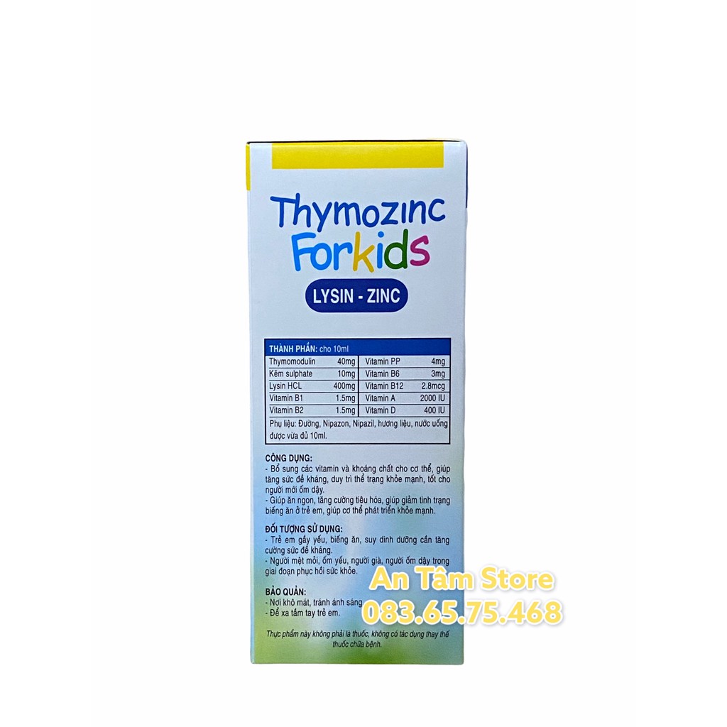 THYMOZINC FORKIDS syrup 125ml giúp tăng sức đề kháng,tăng cường tiêu hoá,giúp cơ thể phát triển khỏe mạnh | Thế Giới Skin Care
