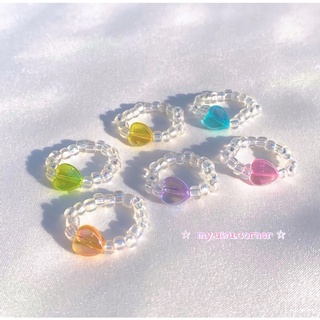 Nhẫn hạt cườm trái tim hologram mặt cười hoa cúc | MagicalHeart | @my.uwu.corner