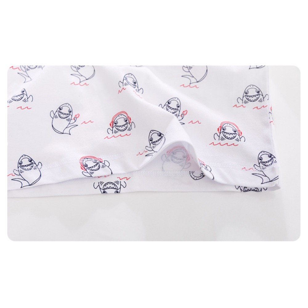 (NOWSHIP HCM) Áo thun bé trai LITTE MAVEN SHARK TRẮNG CUTE chất liệu COTTON mềm mại, thoải mái, an toàn cho da bé