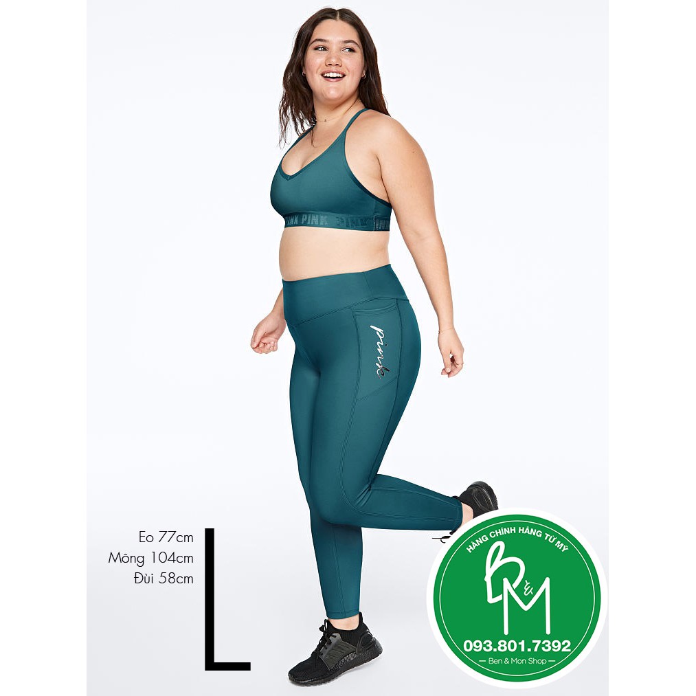 (Size L 02) Quần xanh rêu Seamless Tight, quần ôm, bó, màu đen - Hàng nhập Pink - Victoria's Secret USA