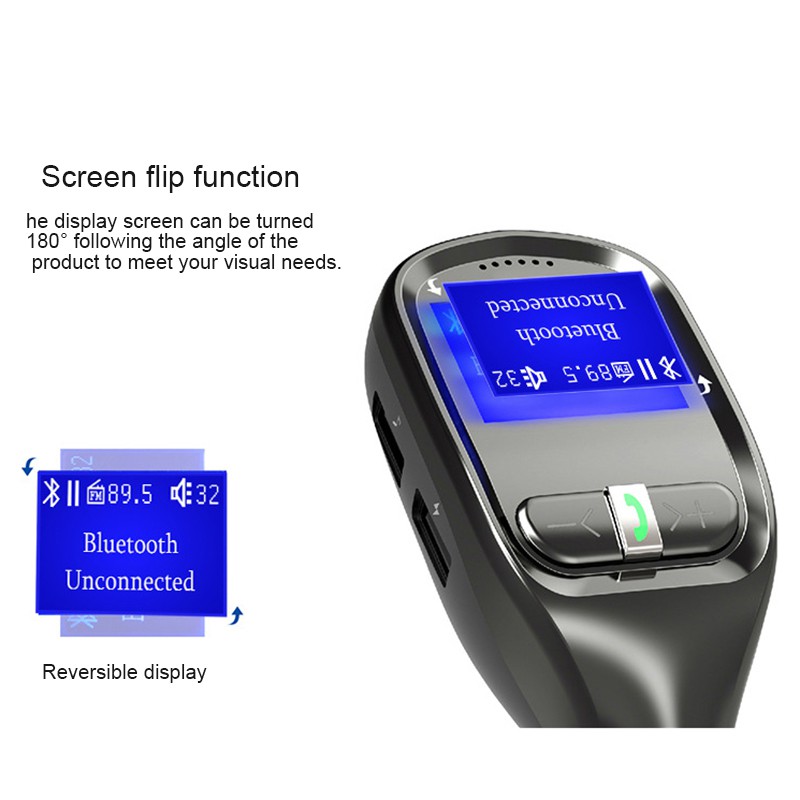 Car Bluetooth Fm Transmitter Mp3 Player Hands-Free Wireless Kit Usb Charging Interface Support Tf Card Usb Flash Driver