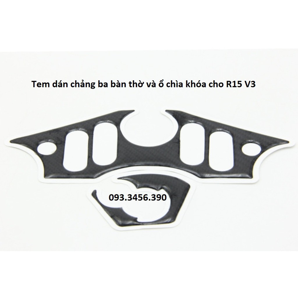 Combo 2 món tem dán cho R15 V3 Đen carbon