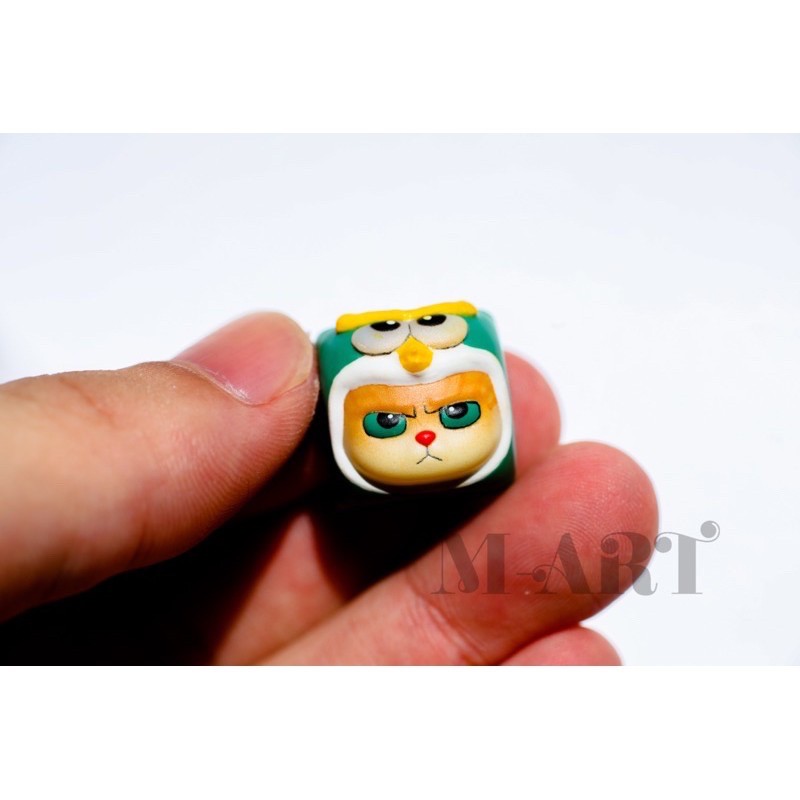 Keycap - Nút Bàn Phím Gaming - Nút Bàn Phím Cơ Mặt Mèo Hờn Dỗi  - Chim Xanh Lá - KC026