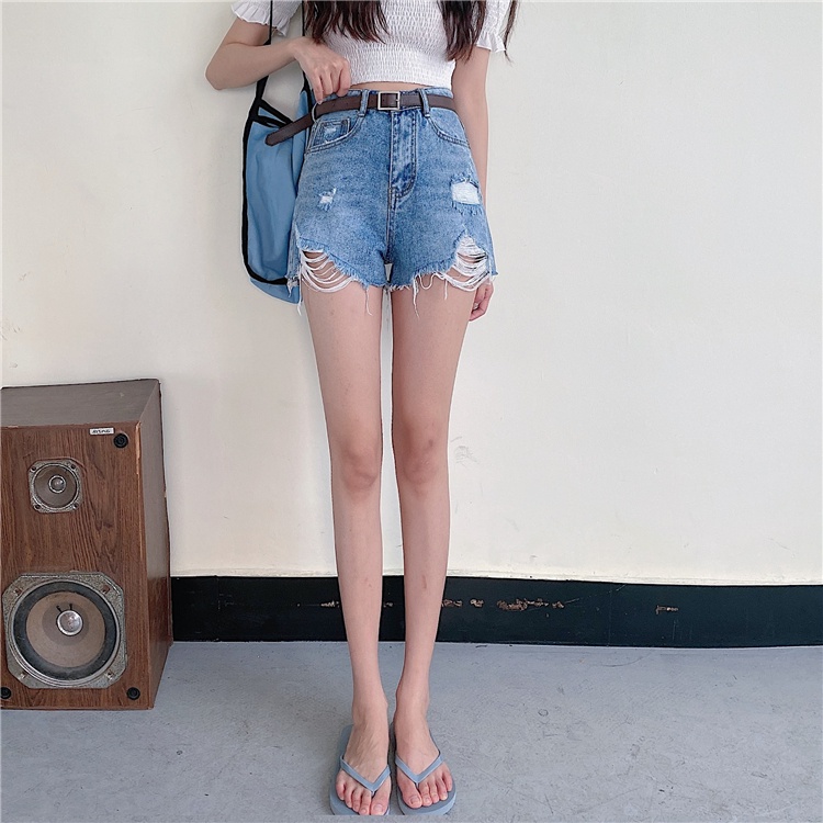 DUNEA Quần Short Denim Lưng Cao Thời Trang Cá Tính Cho Nữ