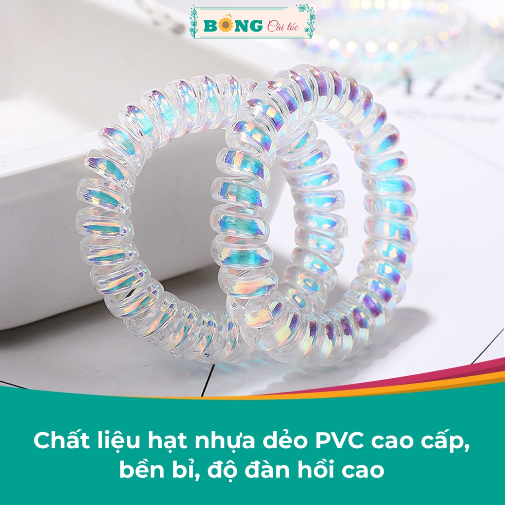 Dây cột tóc lò xo phong cách Hàn Quốc trong suốt ánh nhũ hologram LX30 - cột tóc lò xo BÔNG Cài Tóc