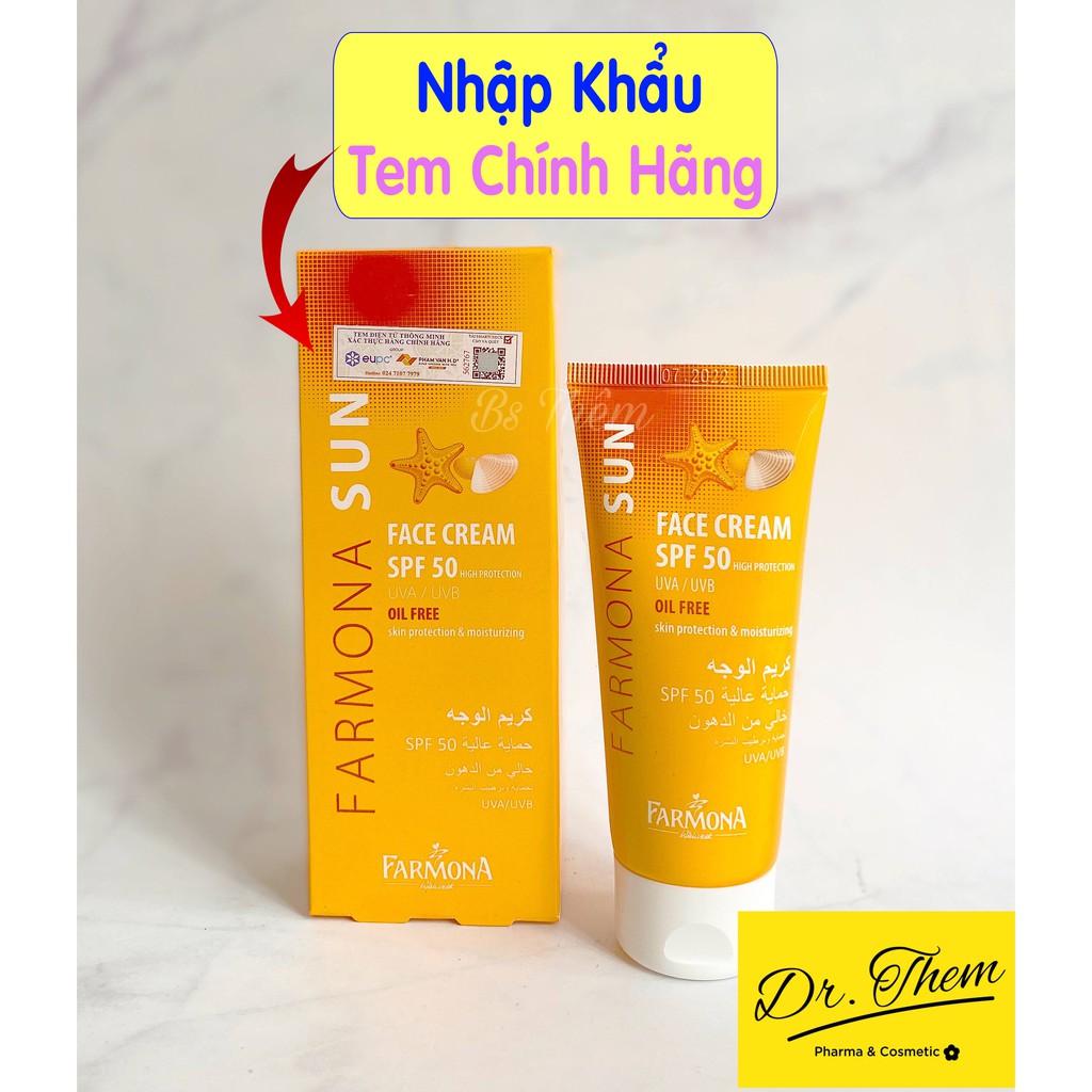 ✅[Chính Hãng] Kem Chống Nắng Farmona Sun Face Cream Oil Free Spf50 Cho Da Dầu Mụn 50ml, Không Chứa Dầu Cho Da Mặt spf 50