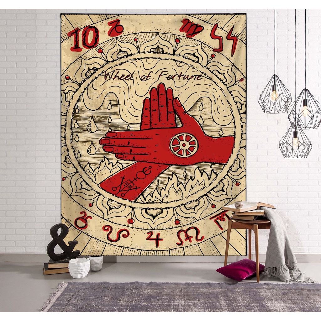 Thảm Treo Tường Trang Trí In Hình Lá Bài Tarot/Mặt Trời/Mặt Trời/Ngôi Sao Ấn Độ Nhiều Màu Sắc Phong Cách Âu Mỹ