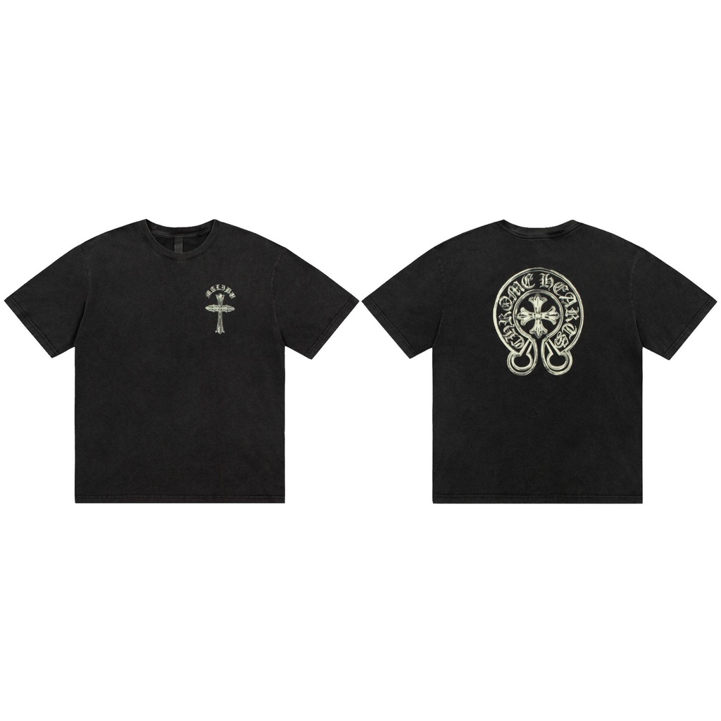 Áo Thun Ngắn Tay In Hình Móng Ngựa Dạ Quang Chrome Hearts CH