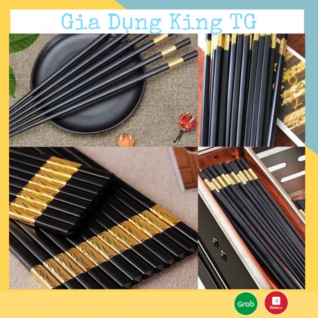 Đũa mạ vàng, Đũa ăn cao cấp đũa khảm vàng hàn quốc Chống Trơn- Chống Trượt- Chống Mốc- Bền Màu - King