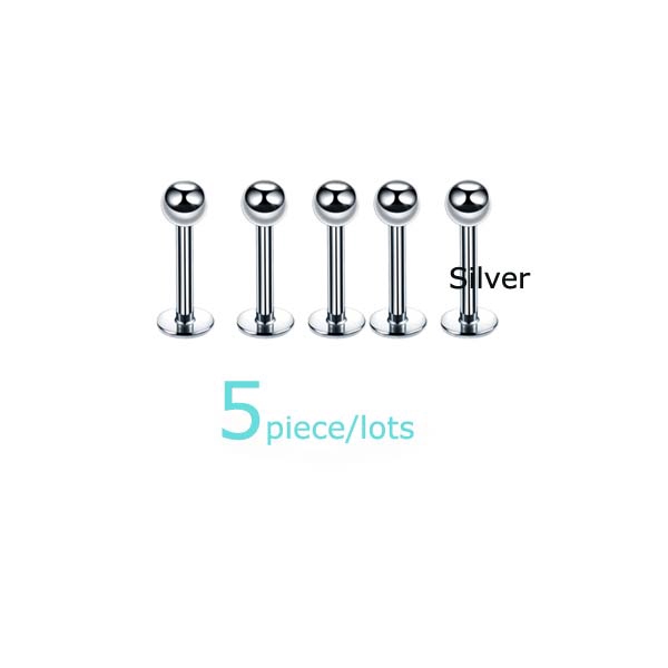 Set 5 khuyên môi thép không gỉ thời trang 16g 8mm