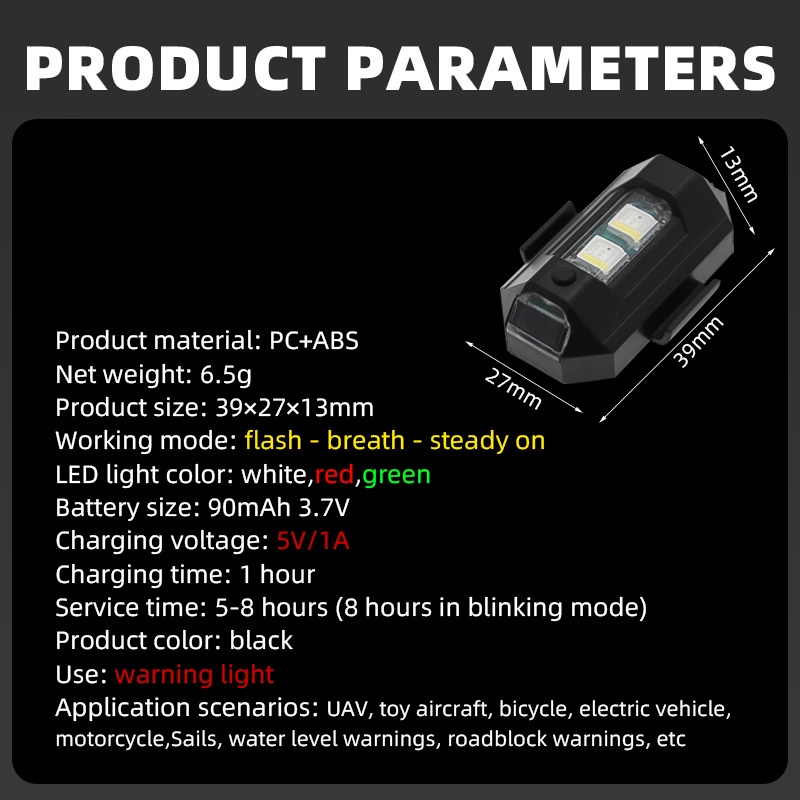 Đèn Led Cảnh Báo Ban Đêm Có Thể Sạc Lại Dành Cho Xe Mô Tô / Xe Đạp