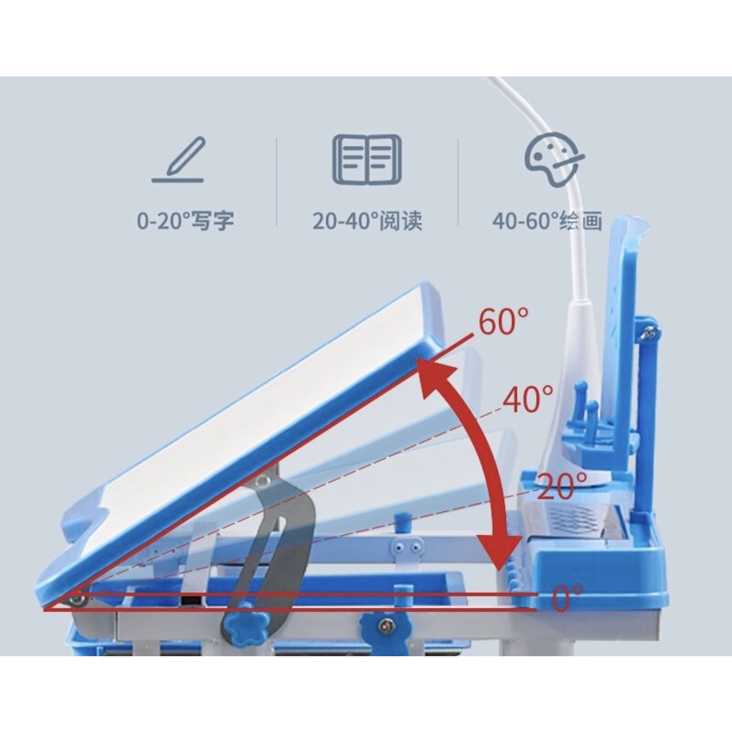 Bộ bàn ghế học sinh chống cận chống gù bàn học thông minh cho bé chỉnh được độ cao có giá đỡ sách và ngăn kéo SKYA  B051