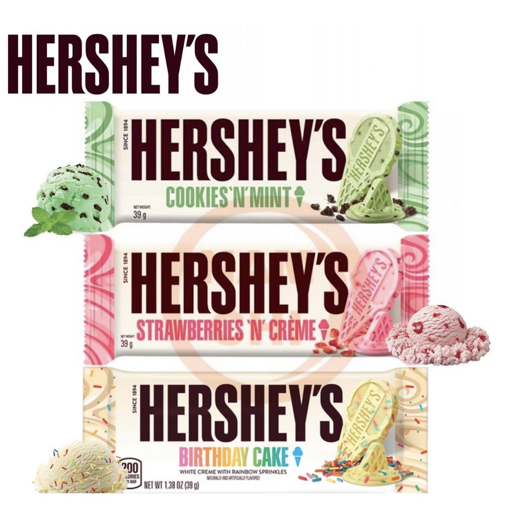 Kẹo Socola Hershey’s Cookies’n Creme ,Mint,Cake,Dâu- Mỹ ( có bán lẻ thanh)