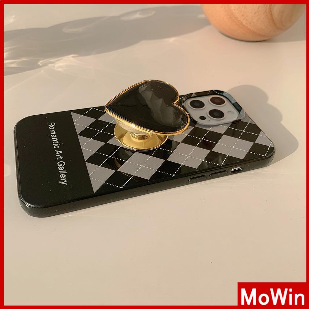 Ốp điện thoại có giá đỡ trái tim đen bảo vệ chống va đập thích hợp cho iPhone 13 Pro