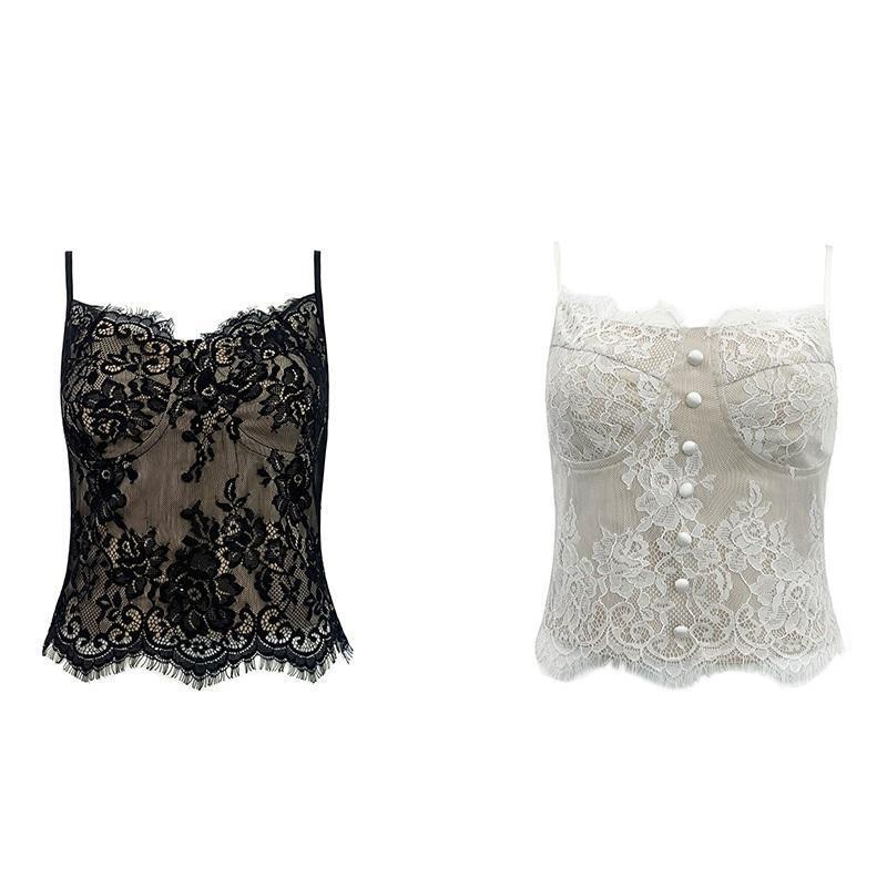 DUNEA Áo Hai Dây Phối Ren Có Miếng Đệm Ngực 3.8 Thời Trang Quyến Rũ Cho Nữ