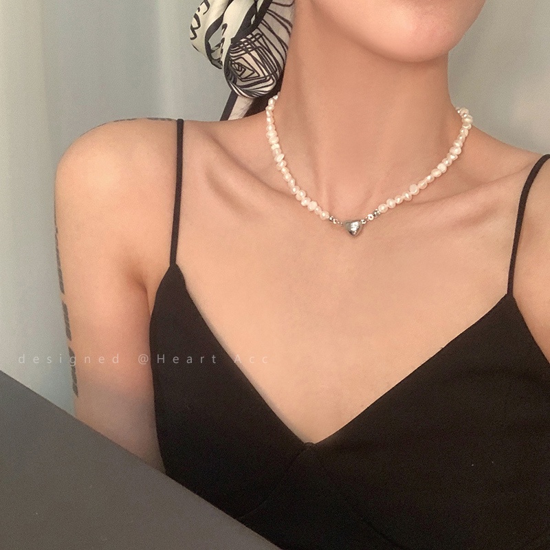 Vòng cổ Ngọc Trai Mặt Trái Tim Sang Trọng Cao Cấp Cho Nữ