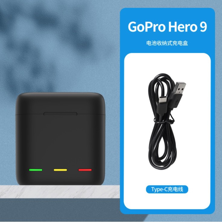 Dock sạc 3 cho Gopro Hero 9 có nắp - chính hãng Telesin