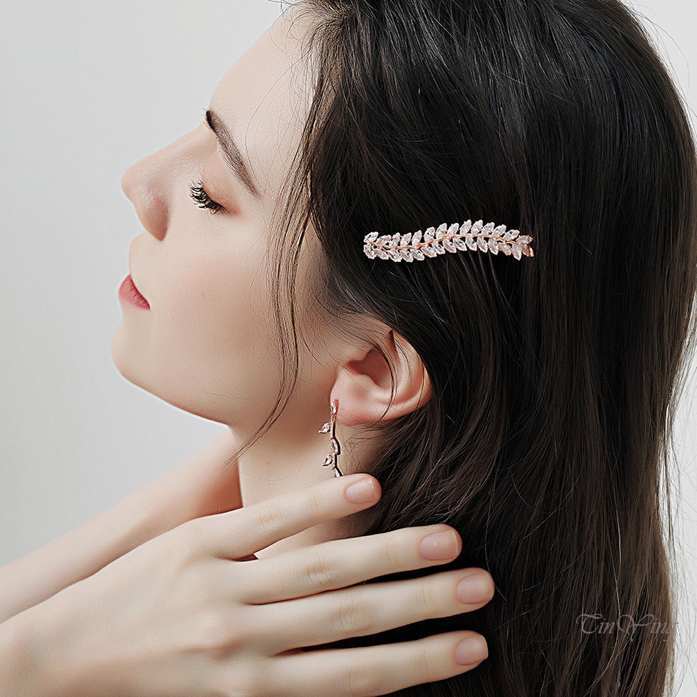 GETNOIVAS Kẹp tóc đính đá phối tua rua thời trang cổ điển dành cho nữ