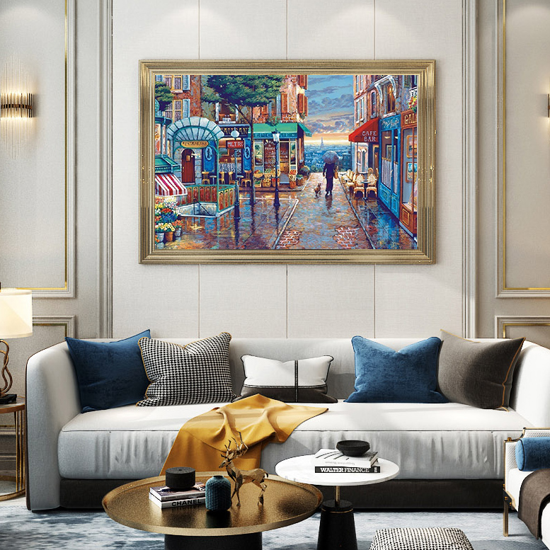 Bộ tranh đính đá tròn tự làm hình phong cảnh trang trí nhà cửa