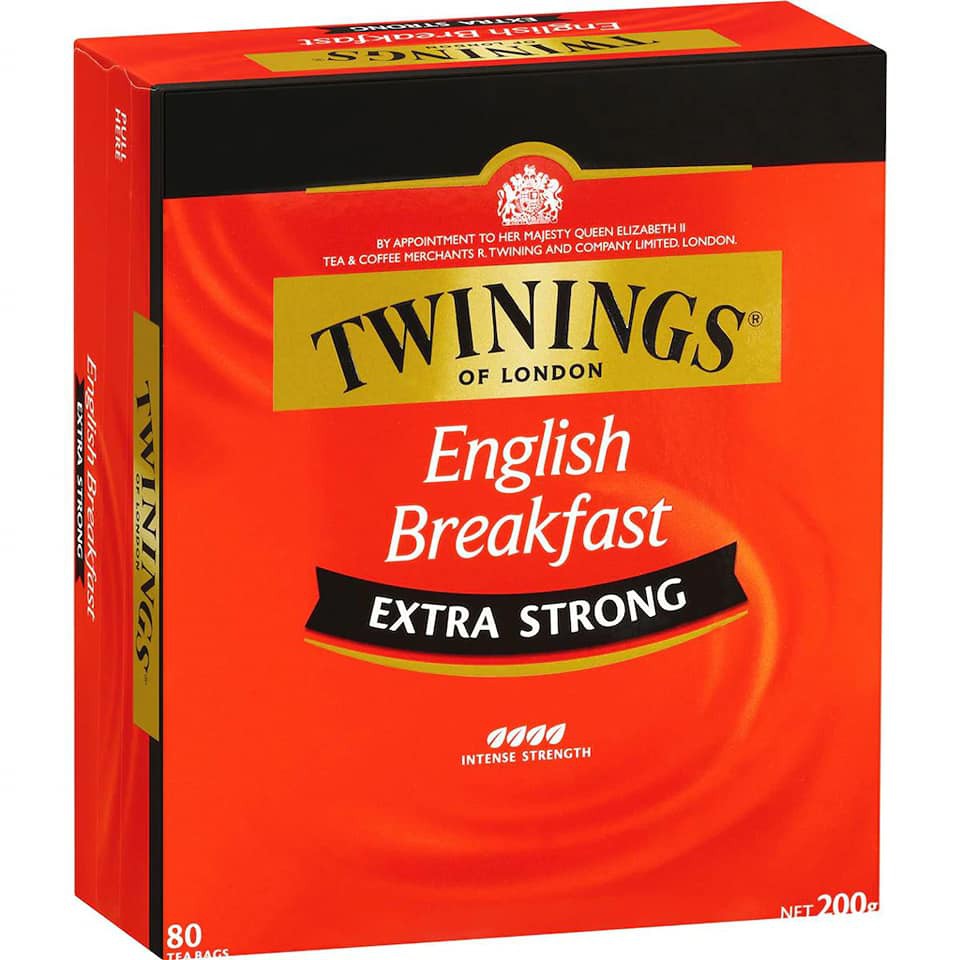 Trà túi lọc Twinings Of London English Breakfast Extra Strong - 80 gói (Dùng pha trà sữa, hồng trà,...)