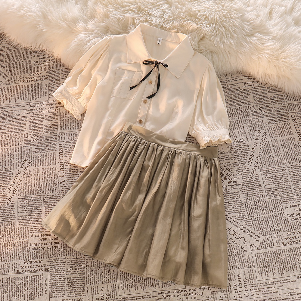 NUZIRO Áo sơ mi  cổ polo tay phồng phong cách cổ điển thời trang mùa hè dành cho nữ
