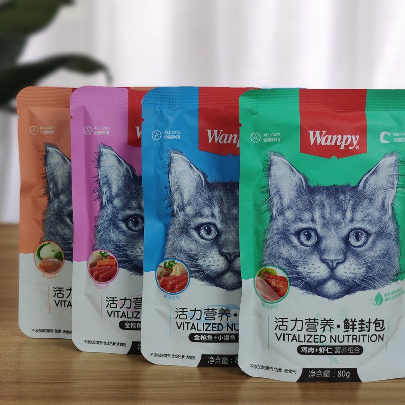 Pate mèo WANPY gói 80g - có 7 vị dành cho mèo kén ăn