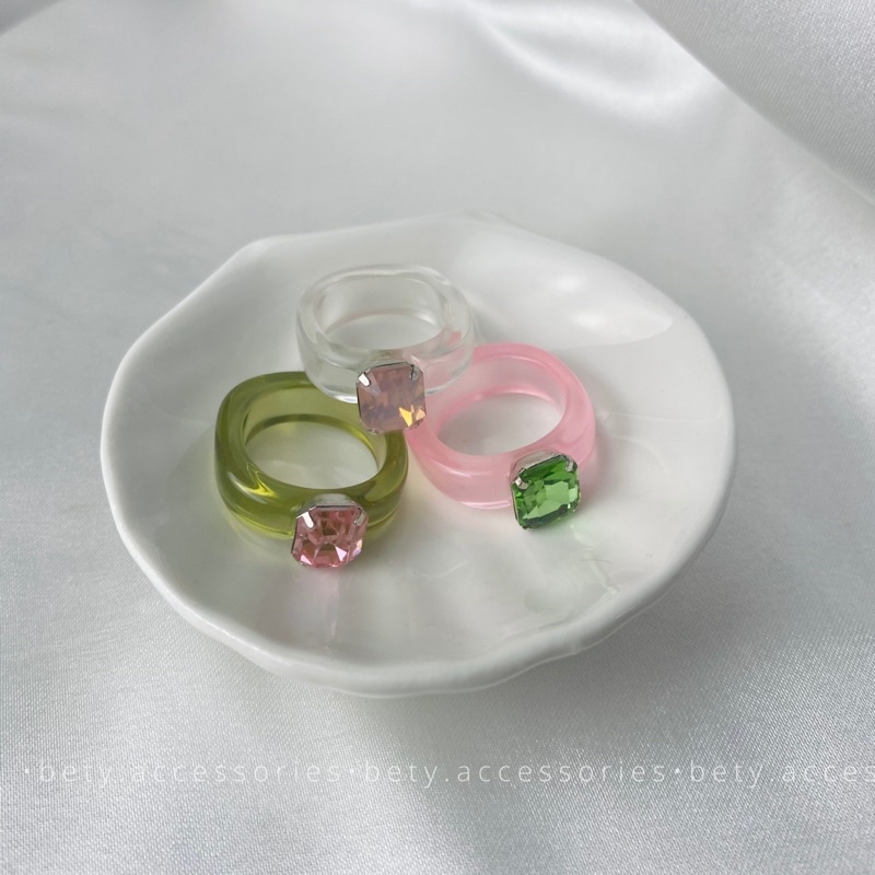 [Bigsize] Nhẫn nhựa resin freesize phong cách hàn quốc (Màu ngẫu nhiên)