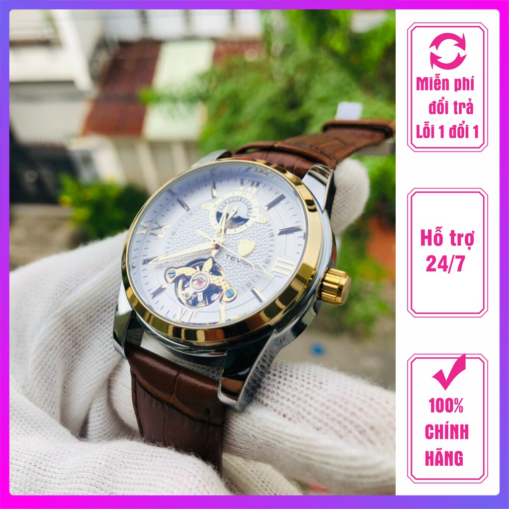 [ ĐỒNG HỒ CƠ NAM ] ĐỒNG HỒ NAM AUTOMATIC HIỆU TEVISE CHÍNH HÃNG DÂY DA ĐỦ MÀU (TẶNG KỀM HỘP) | BigBuy360 - bigbuy360.vn