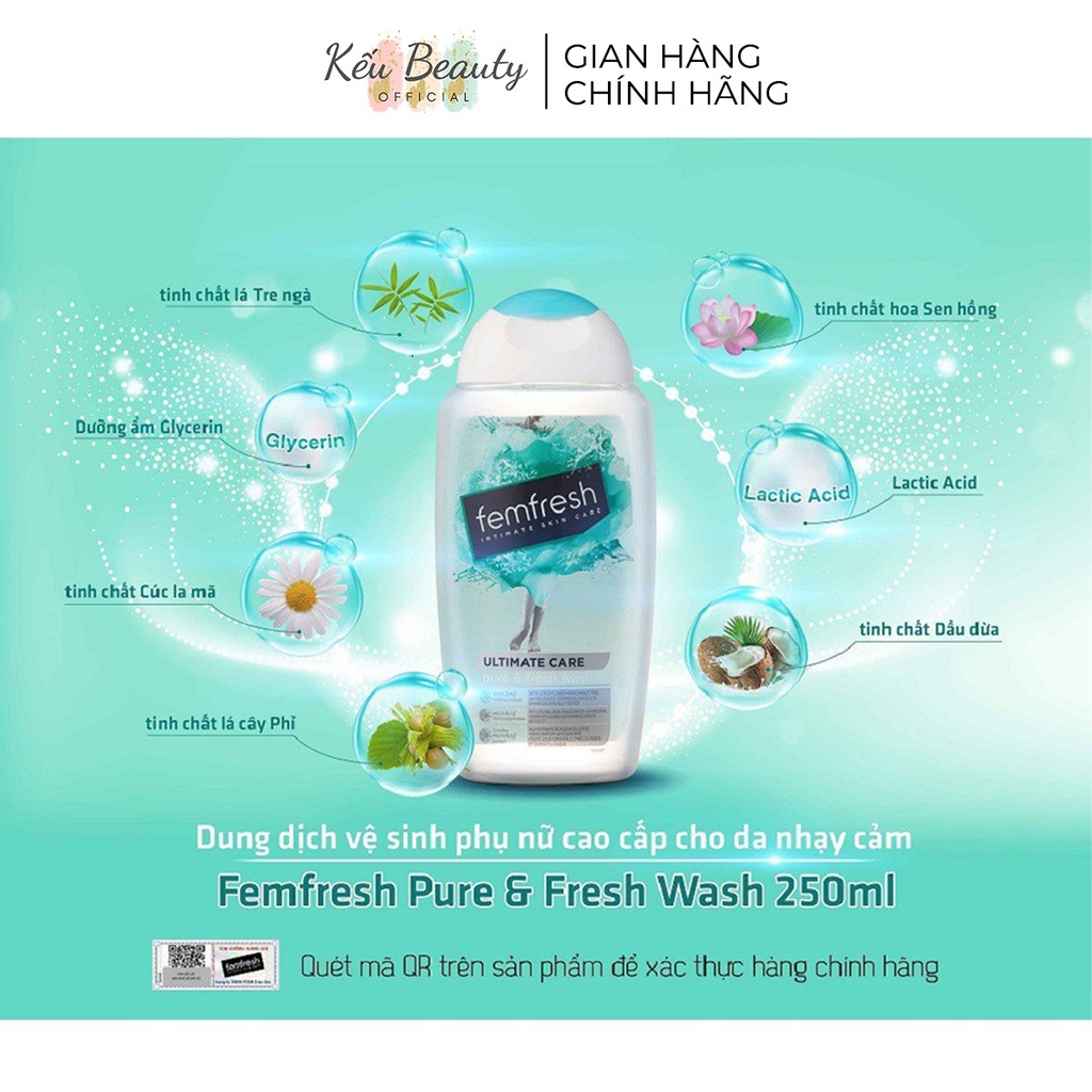 Dung dịch vệ sinh phụ nữ Femfresh Daily Intimate Wash làm sạch vùng kín hàng ngày 250ml