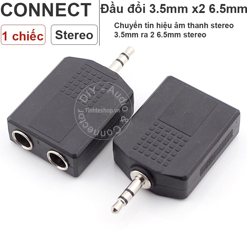 Đầu đổi âm thanh 3.5mm stereo ra 2 cổng 6.5mm stereo - Đầu chia 3.5mm ra 2x6.5mm stereo