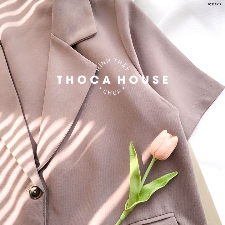 Áo khoác vest tay ngắn túi nấp 2 nút trơn nhiều màu THOCA HOUSE blazer công sở chuyên nghiệp, sang trọng | BigBuy360 - bigbuy360.vn
