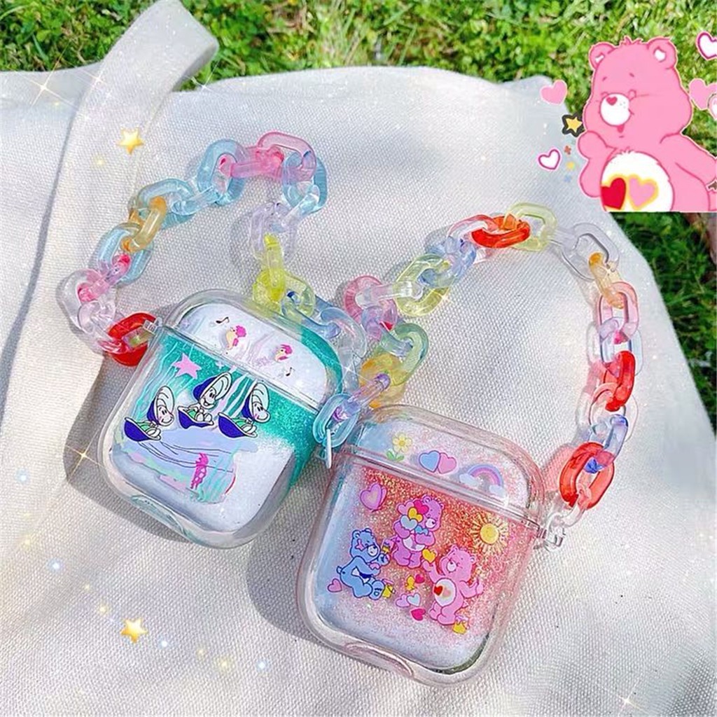 Vỏ cầu vồng kim tuyến nước có dây đeo tay cho hộp tai nghe iPhone AirPods Pro AirPods 1/2 | BigBuy360 - bigbuy360.vn