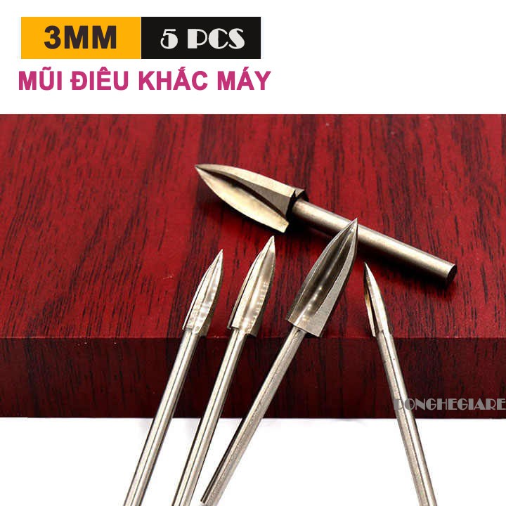 Bộ 5 mũi khắc gỗ gắn cho máy đục gỗ - máy điêu khắc gỗ cầm tay mini