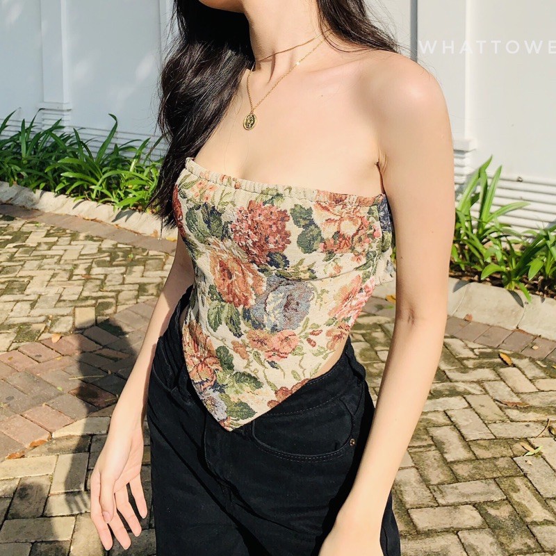 Áo yếm hoa gấm lưng thun