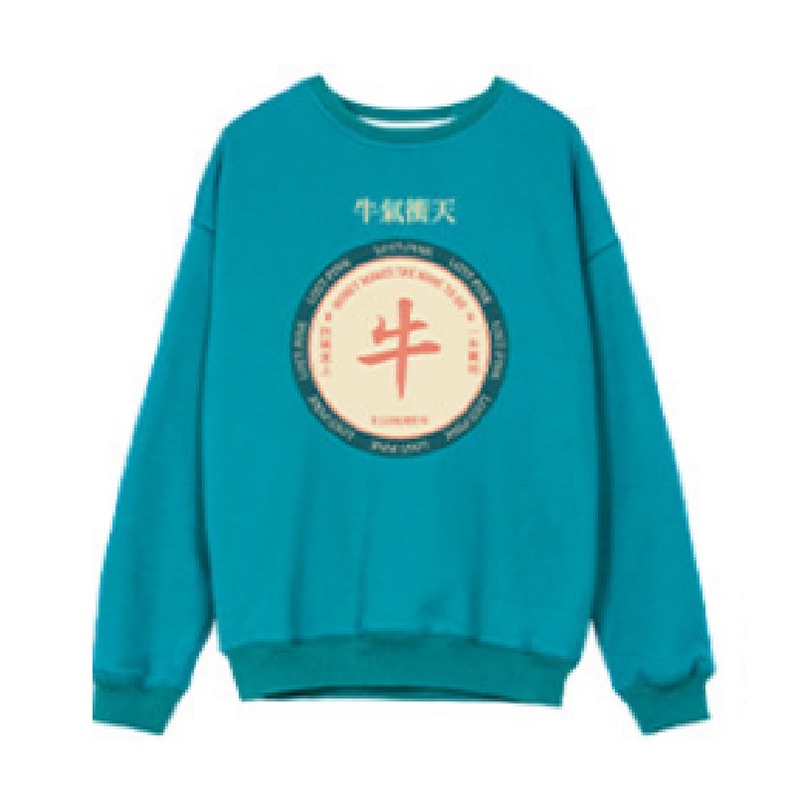Áo sweater IELGY dáng rộng in họa tiết chữ thân thiện với làn da phong cách xu hướng hàn quốc cho nữ